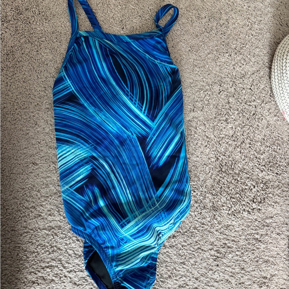 Speedo endurance girls / youth Blue Striped Swimsuit
